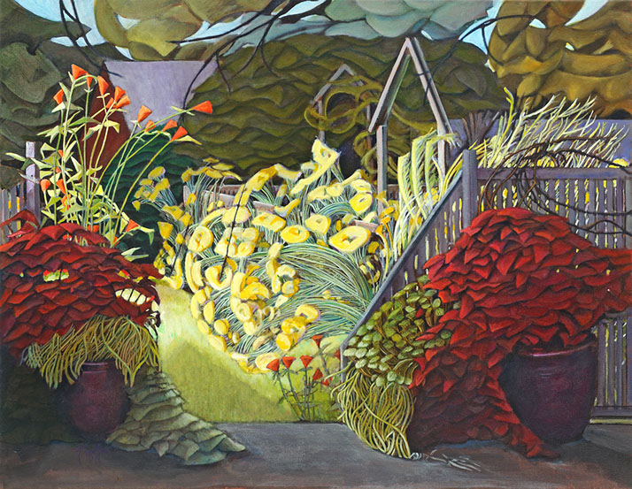© 2014, Janet and Jim's Garden in Mid-Summer,  oil on canvas, 28" x 36"